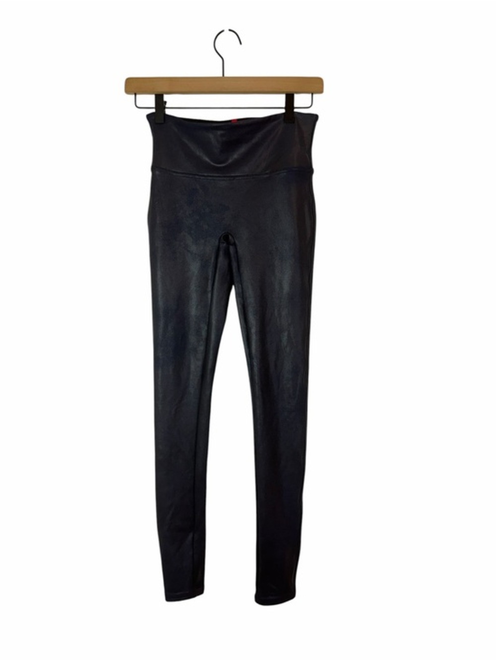 SPANX Faux Leather High Rise Leggings Navy Coated Skinny Pants Size Small